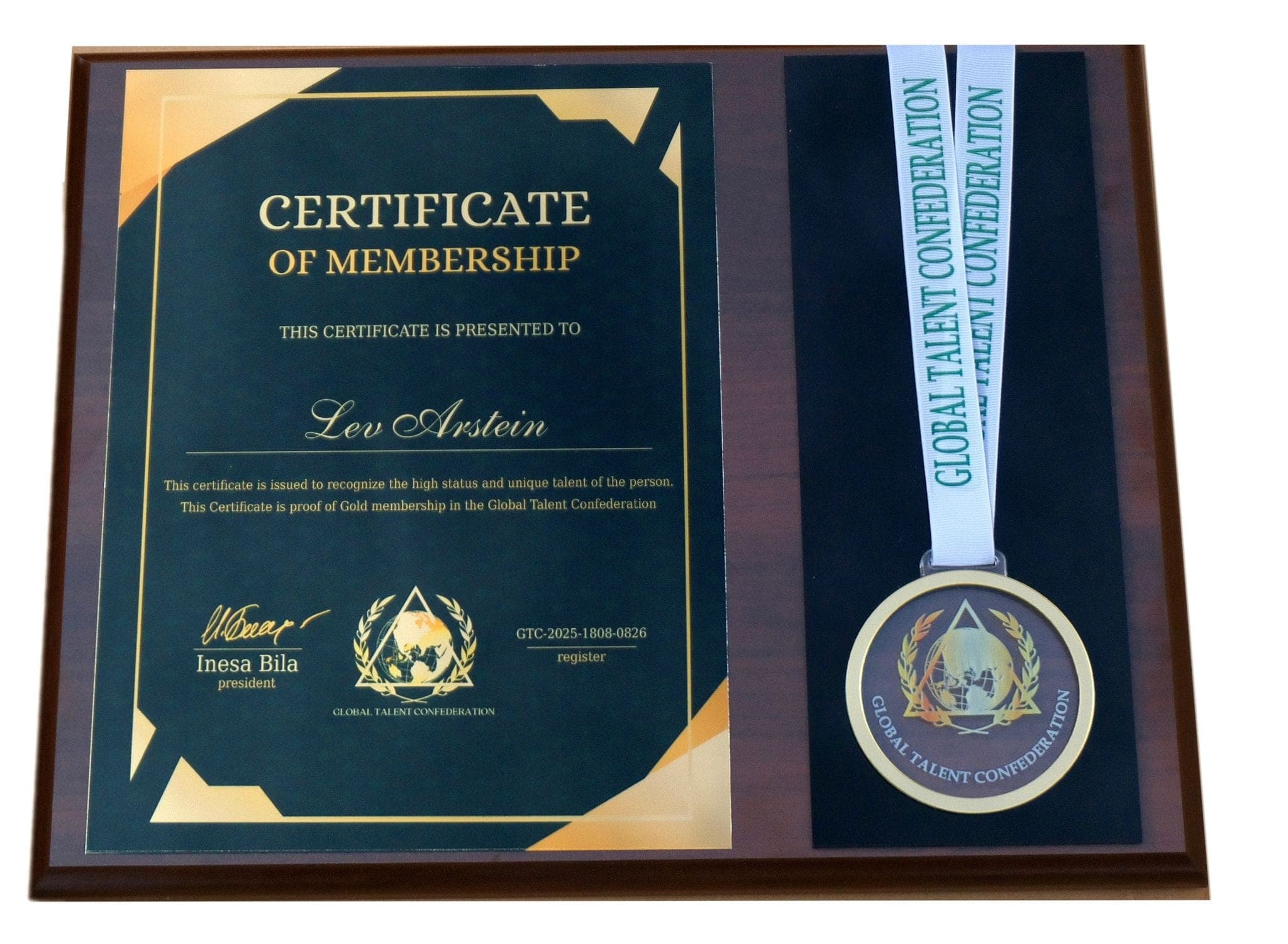 Global Talent Confederation — Certificate of Membership